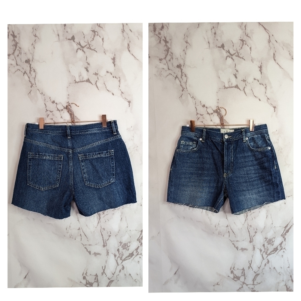 We The Free People Cut Off Denim Shorts Medium Wash Button Fly Mid Rise
